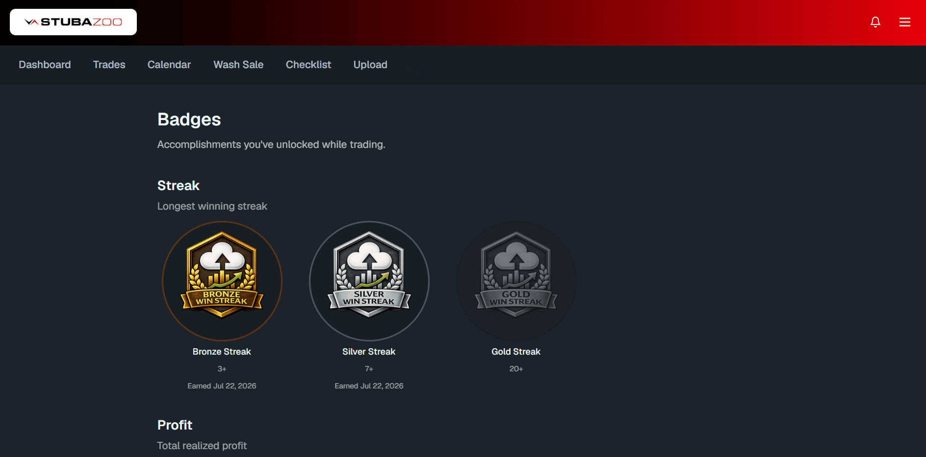 Badges (dark) screenshot